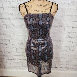 NWOT J. O. A. By Anthropologie Sequin Snakeskin Dress Sz M